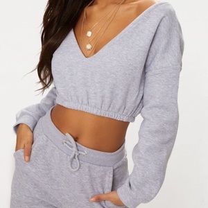 PLT grey crop sweater